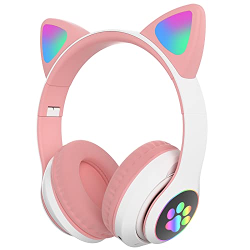 DVUIYYL Kids Bluetooth Headphones, Bluetooth Headphones for Kids and Adults, Kids Headphones Bluetooth with Microphone, Cat Headphones for Girls and Boys