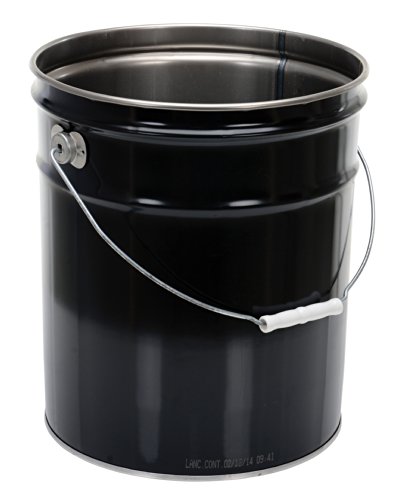 Vestil PAIL-STL-RI Steel Open Head Pail with Handle, 5 gallon Capacity, Black, Pack of 1