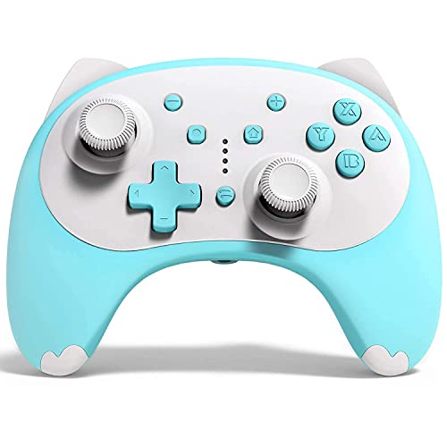 KINGEAR Wireless Switch Controller, Cute Cat Switch Pro Controller for Switch/Lite/OLED, Gaming Controller Gamepad with Wake-up,Dual Vibration,Gyro Axis,Screenshot & Adjustable Turbo Function