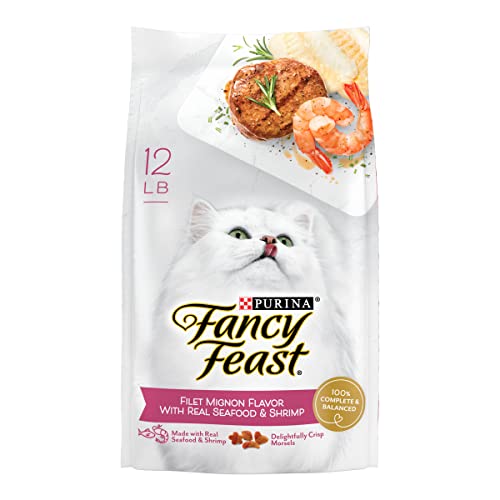 Purina Fancy Feast Dry Cat Food Filet Mignon Flavor with Seafood and Shrimp - 12 lb. Bag