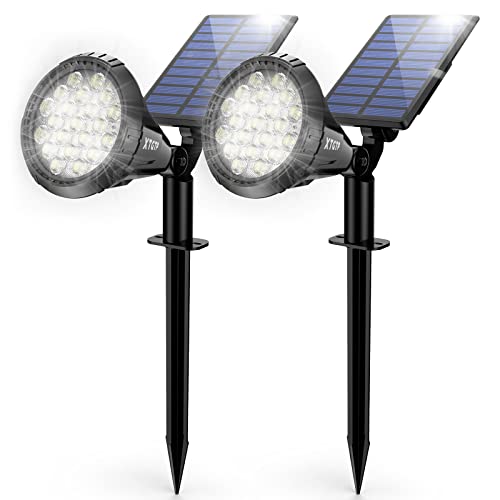 XTGTP Solar Spot Lights Outdoor, 21 LEDs Solar Outdoor Lights Auto On/Off with 3 Modes, IP67 Waterproof Solar Yard Spotlight Landscape Lighting Garden Wall Lights, 2-in-1 Solar Powered Lights, 2Pack