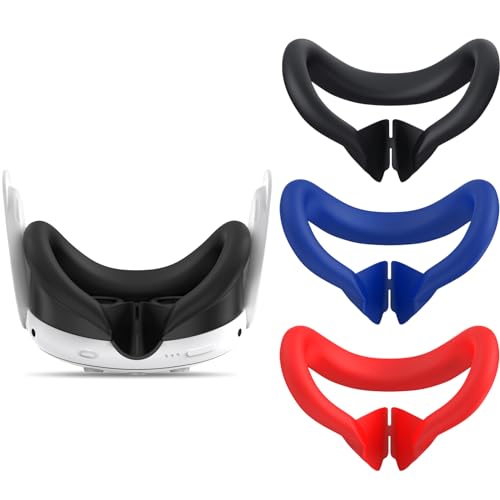 3PCS Face Pad Cover Compatible with Meta Quest 3, Silicone Face Cushion Cover Washable Soft VR Accessories Case Light Blocking Nose Pad Compatible with Oculus Quest 3