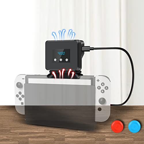 Cooling Fan for Nintendo Switch, Cooler Replacement Kit for Nintendo Switch Docking Station Dock Set, Adjustable Fan Speed, LED Temperature & Speed Display, 3 Buttons Control, Micro USB Cable Powered
