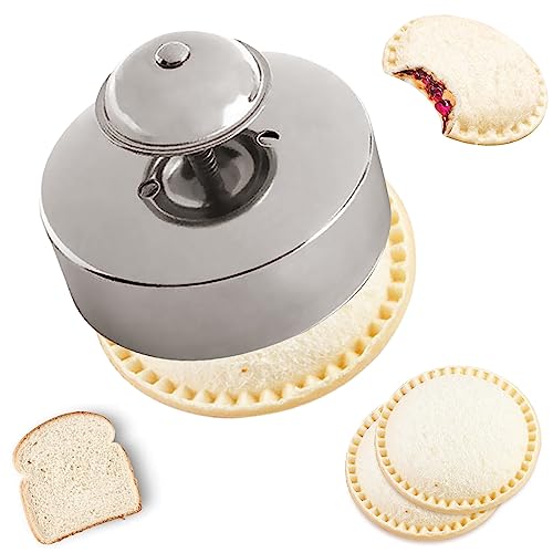 Sandwich Cutter, Sandwich Cutter and Sealer, Food-Grade 304 Stainless Steel 3.5inch Sandwich Maker,Uncrustables Peanut Butter and Jelly Sandwiches Tool/PBJ Cutter, Uncrustable Sandwich Maker for Kids