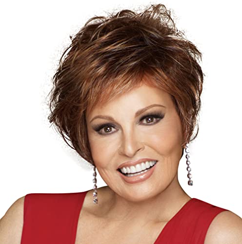 Raquel Welch Wigs Cinch Capless Wig Color R13F25 PRALINE FOIL Synthetic Women's Wigs Short Sassy Asymmetrical Cropped Cut Memory Cap II