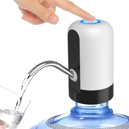 GetKen 5 Gallon Water Table Pump Rechargeable, Water Dispenser for 5 Gallon Bottle Bottom Loading, Portable USB Charging Automatic Drinking Mini Water Jug Dispenser, for Camping, Kitchen