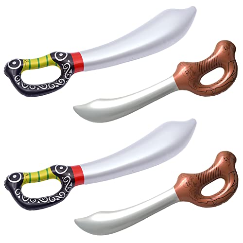 LUANDME 4 Pieces Inflatable Pirate Swords Knifes for Pirate Themed Cosplay Party - Birthday Party - Swimming Pool Party Water Toy - Halloween Costume Accessories - Stage Photo Booth Props