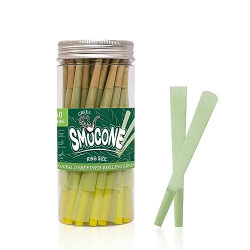 SMOCONE Slow Burning Pre-rolled Papers Cones with packing sticks and tips Green 50Packs 109mm/4.25inch