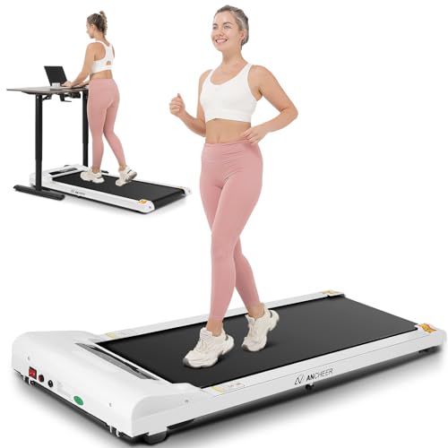 ANCHEER Walking Pad Under Desk Treadmill for Home Office with App Control 2.5 HP Compact Electric Treadmills with Remote Control,300lbs Weight Capacity,Ultra-Quiet & Installation-Free(White)