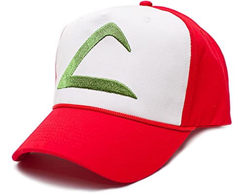 Ash Ketchum Cosplay Hat Cotton Embroidered Cap Snap Back - Adult Size Red