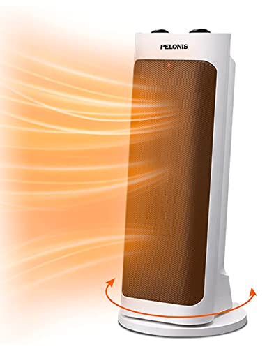 PELONIS Portable Space Heater with 70° Oscillation & Thermostat, Quiet Electric Desk Heater for indoor use, Easy Control, Over Heating & Tip-over Switch Protection for Office, Home, Bedroom, White