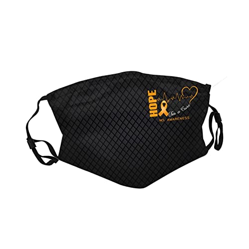 Hope for A Cure Ms Awareness Face Mask Double-Sided Printing Reusable Adjustable Universal Dust Mask Unisex Masks Black