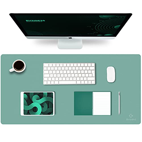 K KNODEL Mouse Pad, Waterproof Desk Mat for Desktop, Leather Desk Pad for Keyboard and Mouse, Desk Pad Protector for Office and Home (Green, 31.5' x 15.7')
