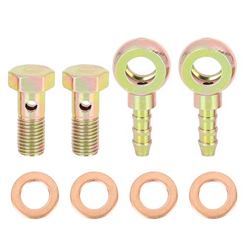 X AUTOHAUX 8mm Banjo Hose Barb Bolt Fittings Metal for Motorcycle Car 2 Sets