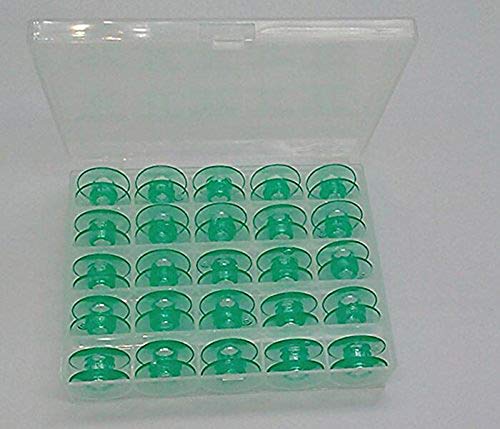 25 Green bobbins in Box for Viking Husqvarna Sewing Machines Plastic 4131825-45