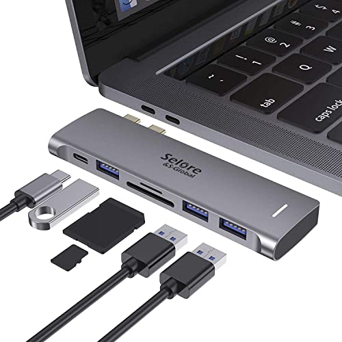 USB C Adapter for MacBook Pro/MacBook Air M1 M2 M3 2021 2020 2019 13' 15' 16', 6 in 1 USB-C Hub MacBook Pro Accessories with 3 USB 3.0 Ports,USB C to SD/TF Card Reader and 100W Thunderbolt 3 PD Port