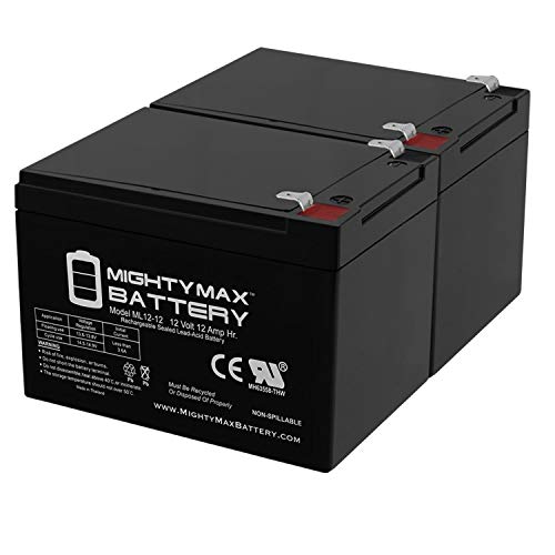 Mighty Max Battery ML12-12 - 12V 12AH F2 SLA AGM DEEP-Cycle Rechargeable Battery - 2 Pack