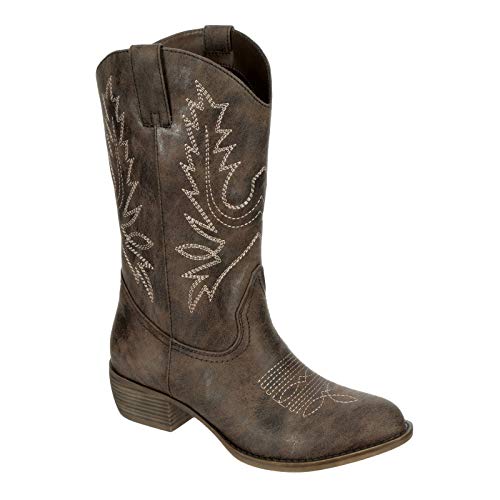 XAPPEAL Twain - Women's Western Fashion Embroidered Cowgirl Boots Brown, Size 7.0 Medium Width