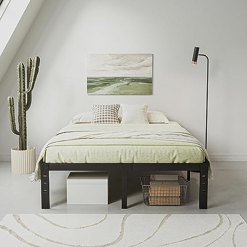 FSCHOS Bed-Frame, 14 Inch Metal Platform, No Box Spring Needed, Heavy Duty Bed Frame Easy Assembly, Noise Free, Black, King Size