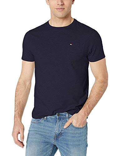 Tommy Hilfiger mens Tommy Hilfiger Men's Short Sleeve Crewneck With Pocket T Shirt, Tommy Navy, X-Large US