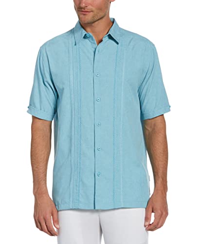 Cubavera Men's Cubavera Men’S Embroidered Chambray Short Sleeve Button-Down Shirt, Classic Fit, Men’S Casual Shirts (Sizes Small-5Xl), Delphinium Blue, Medium