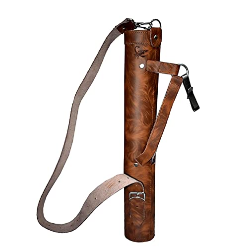 Scorpion Archery Back Arrow Quiver - Genuine Leather Arrow Case - Traditional Handmade Archery Quiver for Hunting & Target Practicing - Adjustable Lightweight & Comfortable Cow Leather) (Tiger Brown)
