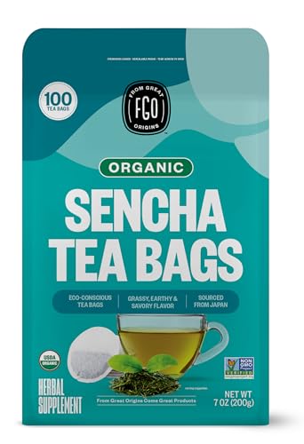 FGO Organic Japanese Sencha Green Tea, Eco-Conscious Tea Bags, 100 Count, Packaging May Vary (Pack of 1)