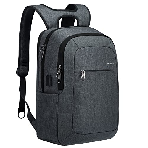 kopack Laptop Backpack,15.6IN Slim Backpack for Men/Women,Guard Against Theft Small Computer Backpack With USB Charging Port,Durable College/Business Backpack Dark Gray
