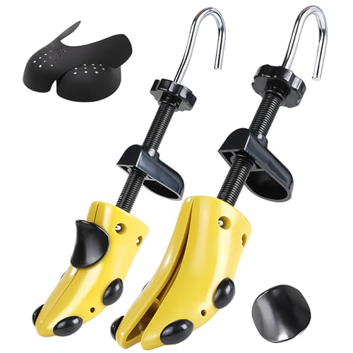 Msentuo Shoe Stretcher Shoe Trees,Adjustable Length & Width for Men and Women,4-Way Adjustable Shoe Expander Widener Shoe Crease Protector (M(for M's Us6.5-10; Wm's Us10-13.5), Yellow)