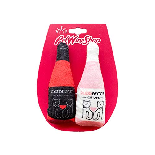 Cat Wine Pawty Plush Pack Catnip CatWine Set for Cats & Kittens (Catbernet + Purrsecco)