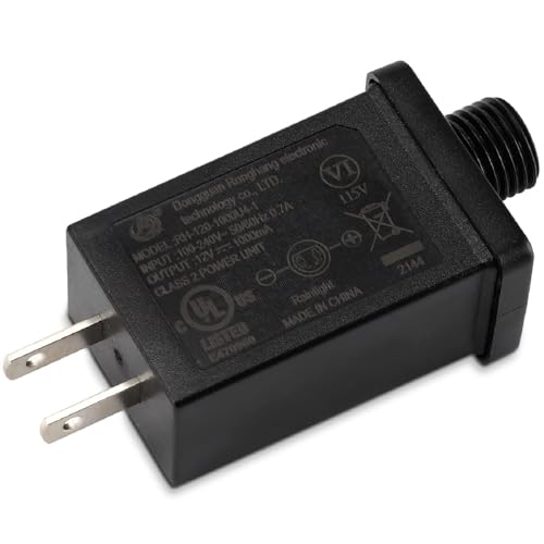 Replacement Christmas Yard Inflatable Adapter 1A 12V Class 2 Power Unit, 60hz Waterproof Low Voltage Transformer US Plug for Halloween Inflatable Christmas (1A Output)