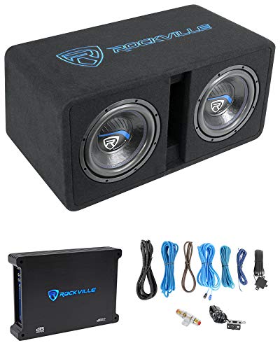 Rockville DK510 PACKAGE Dual 10' 2400w K5 Car Subwoofer Enclosure+DB12 Amplifier