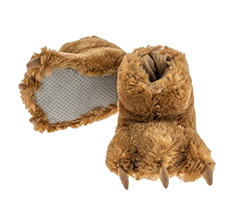 Lazy One Animal Paw Slippers for Kids and Adults, Fun Costume for Kids, Cozy Furry Slippers, Bear, Monster (Brown, Large)