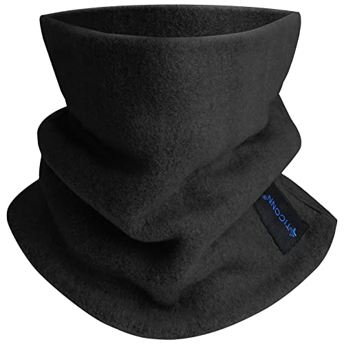 TICONN Neck Gaiter Face Cover Scarf, Breathable Sun & Wind-proof for Skiing Fishing Hiking Cycling (Fleece, Midnight Black)