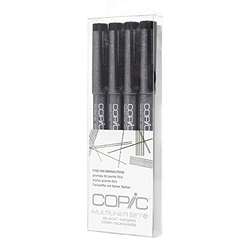 Copic Markers Multiliner Fine Pigment Based Ink, 4-Piece Set