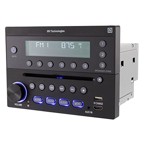 iRV Technology iRV32V2 AM/FM/CD/DVD/MP3/MP4/HDMI in&out w/ ARC/Digital 2.1/Surround Sound/Bluetooth/CEC/NFC,3 Zones Wall Mount RV Radio Stereo w/ APP Control, USB using 5V charging both Android&Apple