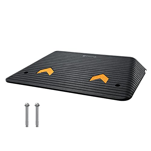 VEVOR Rubber Threshold Ramp, 4' Rise Wheelchair Ramp Doorway, Recycled Rubber Power Curb Ramp Rated 33069 Lbs Load Capacity, Non-Slip Textured Surface Rubber Ramp for Wheelchair Car Scooter