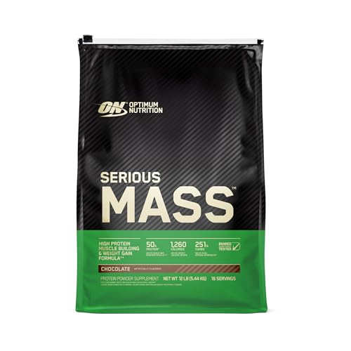 Optimum Nutrition Serious Mass, Weight Gainer Protein Powder, Mass Gainer, Vitamin C and Zinc for Immune Support, Creatine, Chocolate, 12 Pound (Packaging May Vary)