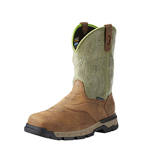 ARIAT Mens Leather Work Boot, Rye Brown/Olive Green, 12 US
