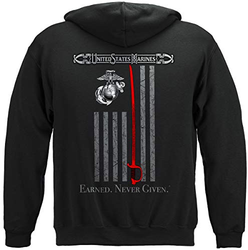 Erazor Bits Marine Corps Veteran Marine T Shirts for Men - Marine Corps Hooded Sweat -Black XX-Large