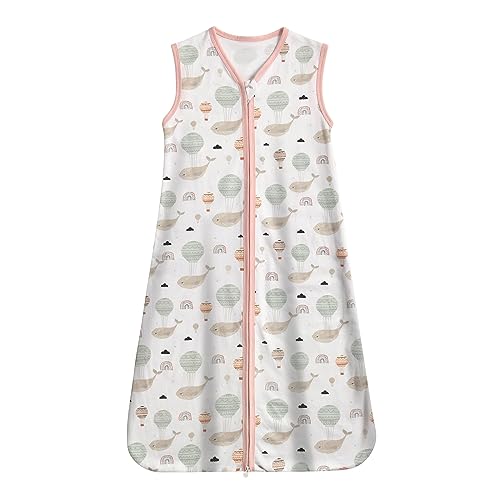LITTLE TOTS Baby Sleep Sack, 100% Cotton Soft Sleeveless Toddler Sleeping Sack, TOG 0.5 2-Way Zipper Wearable Blanket