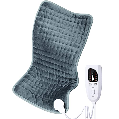 Electric Heating pad for Back/Shoulder/Neck/Knee/Leg Pain Relief, 6 Fast Heating Settings, Auto-Off, Machine Washable, Moist Dry Heat Options, Extra Large 12'x24'(Gray)