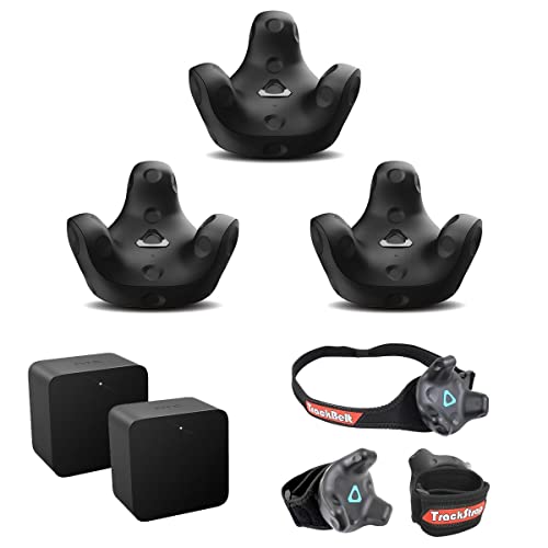 HTC 3 Pack Vive Tracker (3.0) Bundle with 2X Base Station 1.0, Rebuff Reality TrackBelt + 2 TrackStraps Full Body Tracking VR Bundle