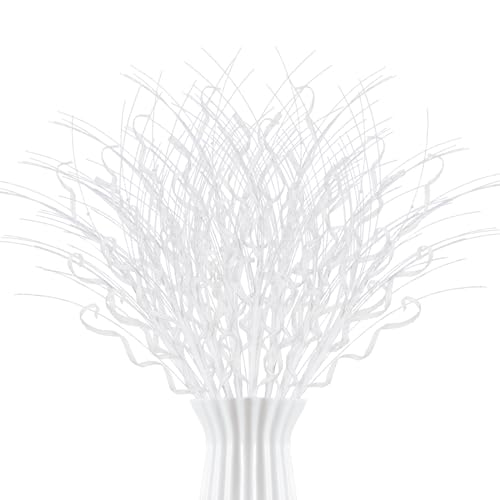 SMARTSWORD 8Pcs Christmas Glitter Curly Ting Branches 17.3 Inch Faux Christmas Picks Decorative Glitter Sprays Artificial Curly Wispy Willow Twigs for Wreath Vase Party Wedding Home Decor