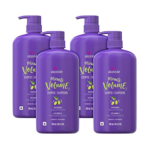Aussie For Fine Hair Paraben-free Miracle Volume Shampoo With Plum & Bamboo, 30.4 Fl Oz (Pack of 4)