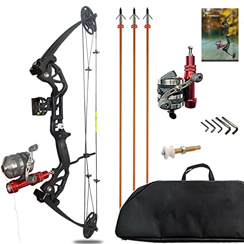 Lanneret Bowfishing Bow Kit 15-45 LBS Shoot Right Handed 2023 New Draw Length 18'~29.5' Fully Adjustable (Black)