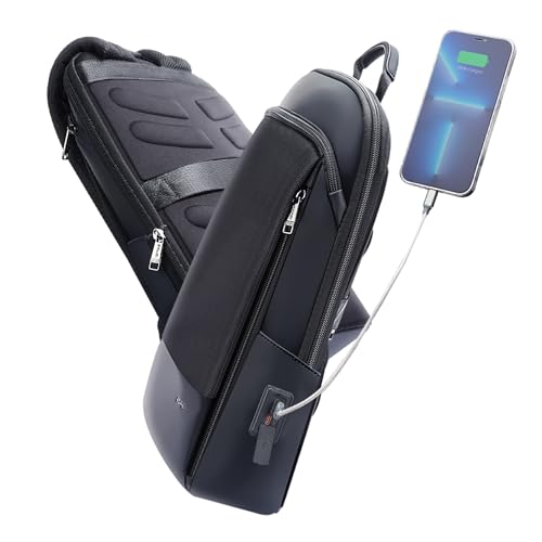 BOPai Slim Laptop Thin Business Backpack 15-15.6 inch with Bottle Holder USB Charging Professional for Men Water Resistant College Notebook Work Office Anti Theft Smart Computer Light Back pack Black