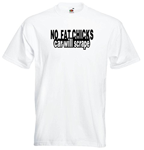 Black Dragon - T - Shirt Man white - No fat chicks car will scrape - XXL - JDM / Die cut