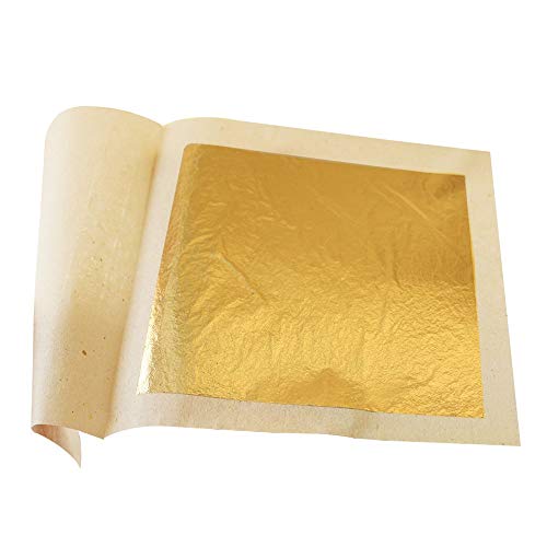 Edible Gold Leaf Sheets 30pc M-size 24 Karat 1.2' X 1.2' Genuine for Cooking, Cakes & Chocolates, Decoration, Health & Spa (gold)