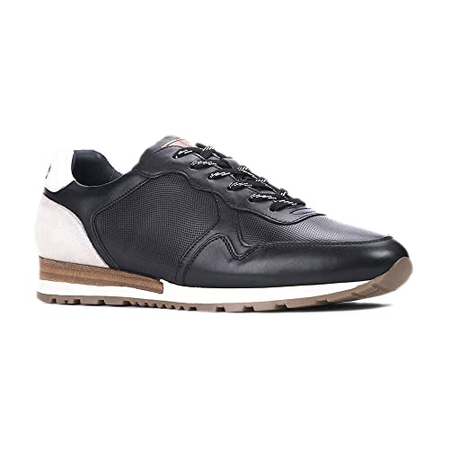 Anthony Veer West Leather Sneakers for Men | Retro-Raised Driving Sole for Equal Comfort & Style | Durable Rubber Outsole & Removable Leather Cushioned Footbed Black